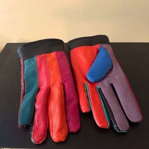 Vintage Leather Patchwork Gloves, M/L